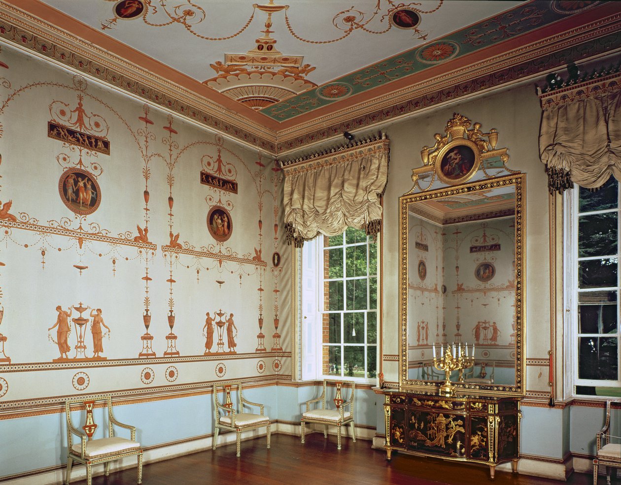 Robert Adam (1728-92) tarafından inşa edilen Osterley Park, Etrüsk Odası, 1761
