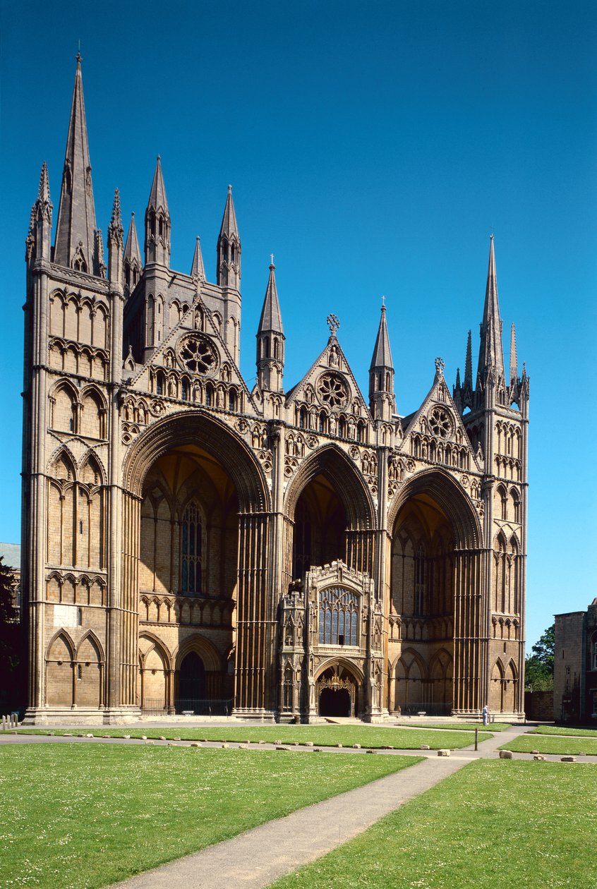 Peterborough Katedrali, İngiliz Okulu, (13. yüzyıl), The West Front, inşa edilmiş c.1200-10, Cambridgeshire, Birleşik Krallık by Unbekannt Unbekannt