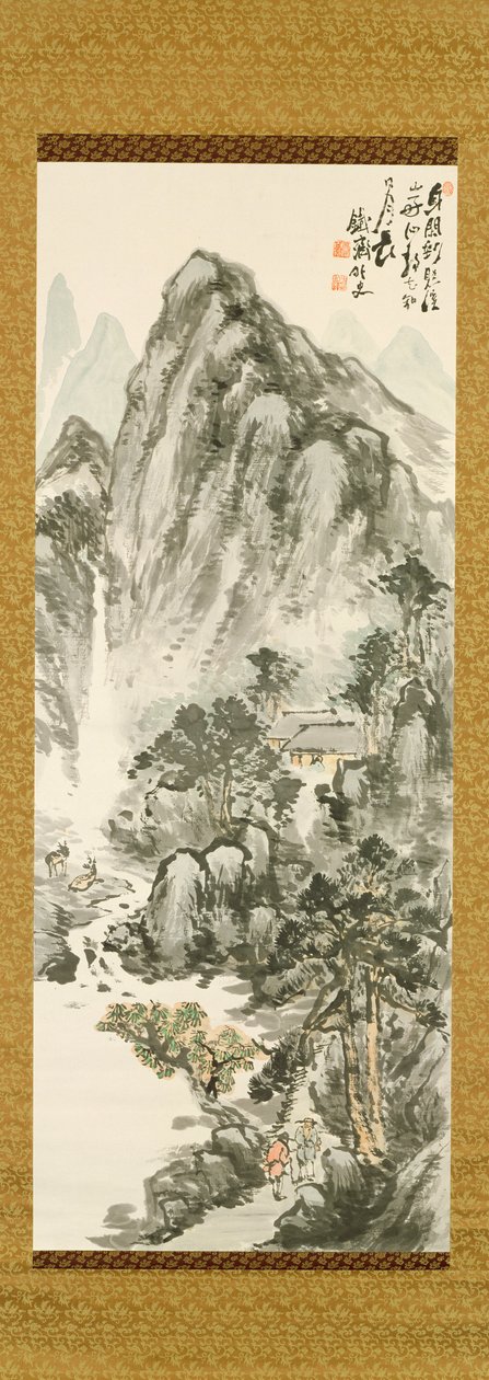 Tessai Tomioka (1836-1924) tarafından dağlarda inzivaya çekilme, (renkli tahta baskı) by Unbekannt Unbekannt
