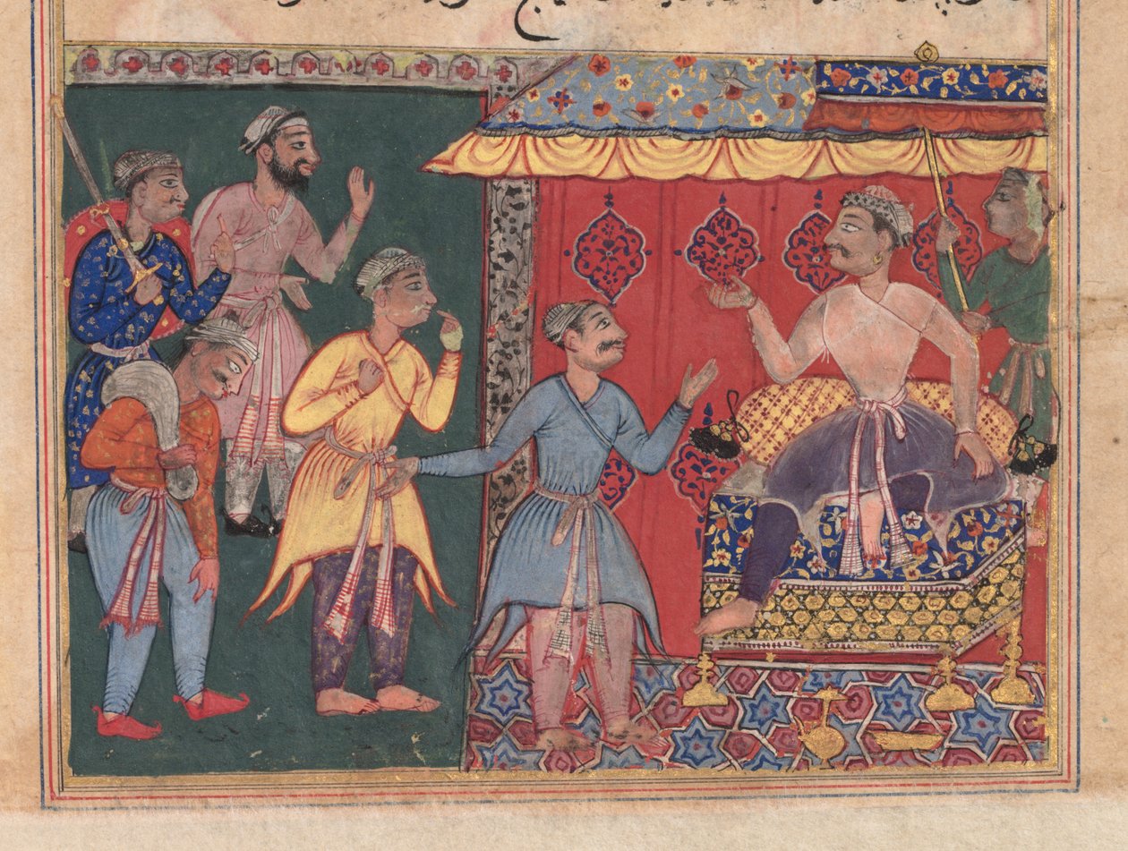 Bir Papağanın Öyküleri (Tuti-nama), On İkinci Gece, Kral Bhojaraja, nerede olduğunu anlamaya çalışmak boşuna çabalıyor. by Unbekannt Unbekannt