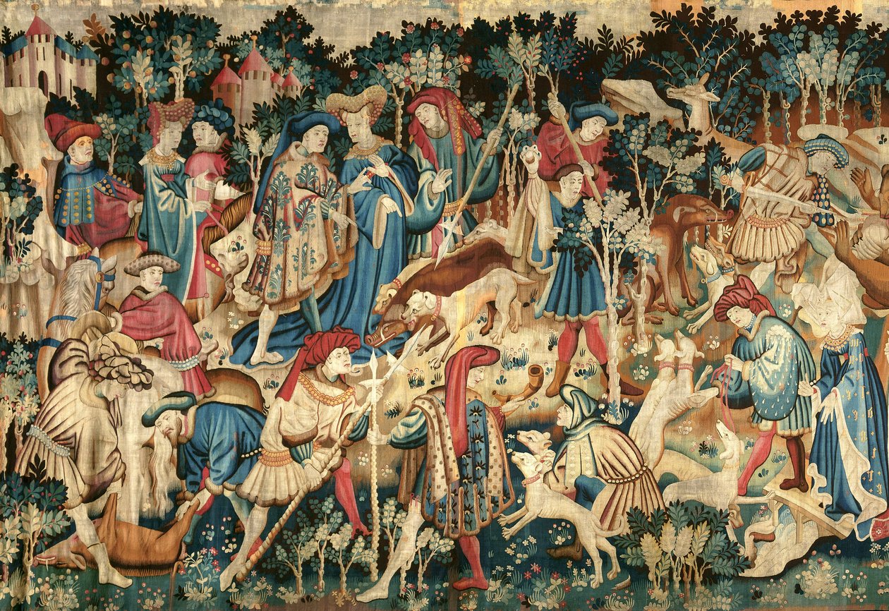 Devonshire Av Halıları, Domuz ve Ayı Avı, muhtemelen Arras, 1425-50 by Unbekannt Unbekannt