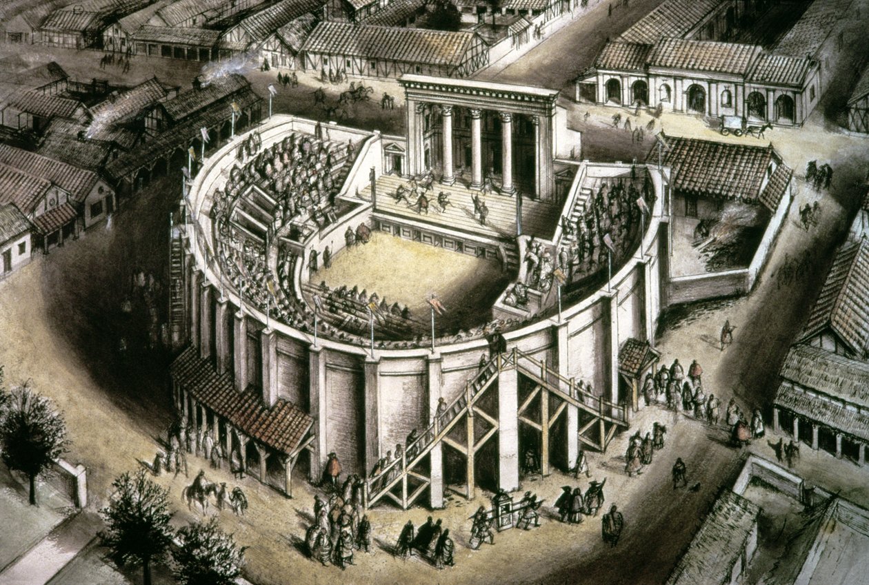 Tiyatro rekonstrüksiyonu, Roma 2. yüzyıl by Unbekannt Unbekannt