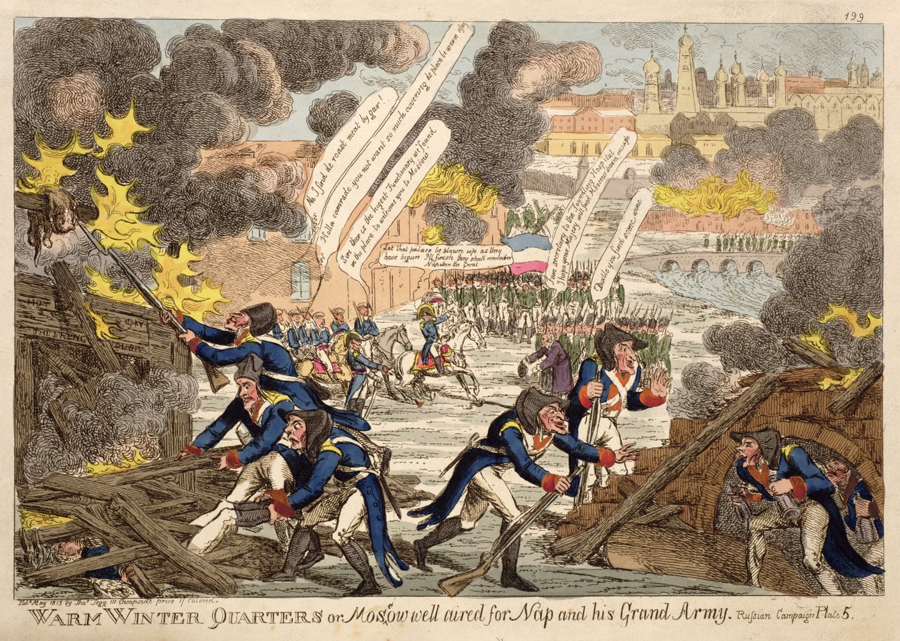 Ilık Kış Mahalleleri veya Moskova, Napolyon ve Büyük Ordusu için Williams tarafından, Rus Kampanyası Mayıs 1813 başlıklı bir diziden iyi havalandırılmış by Unbekannt Unbekannt
