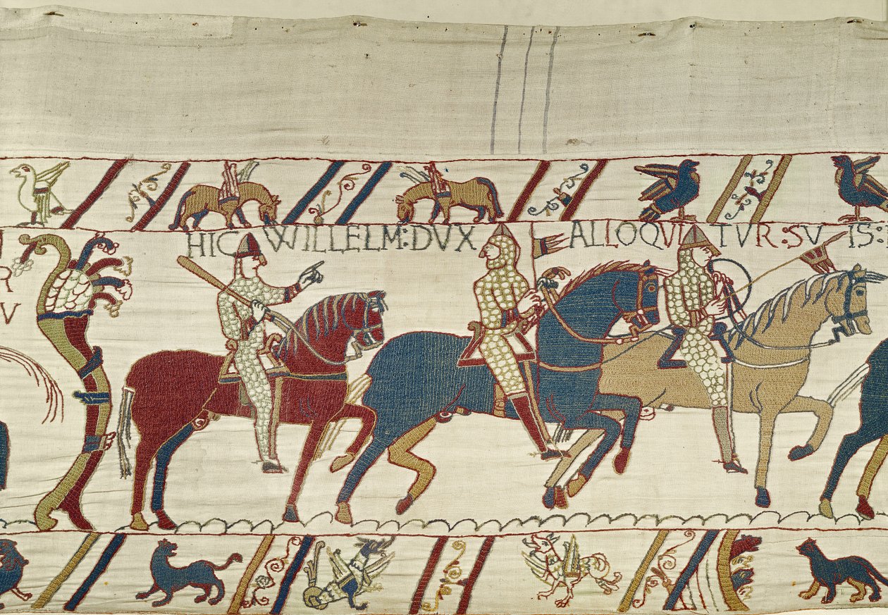 Dük William, birliklerini kendilerini İngiliz ordusu Bayeux Goblen