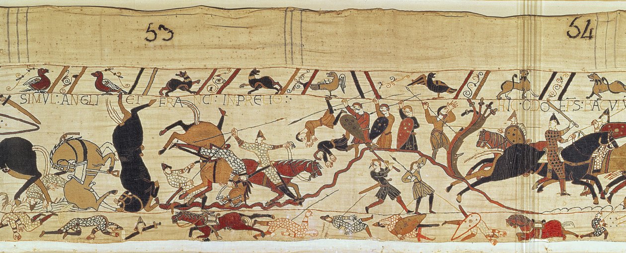 Normanlar ve İngilizler Savaşta Yanyana Düşüyor, Bayeux Goblen by Unbekannt Unbekannt