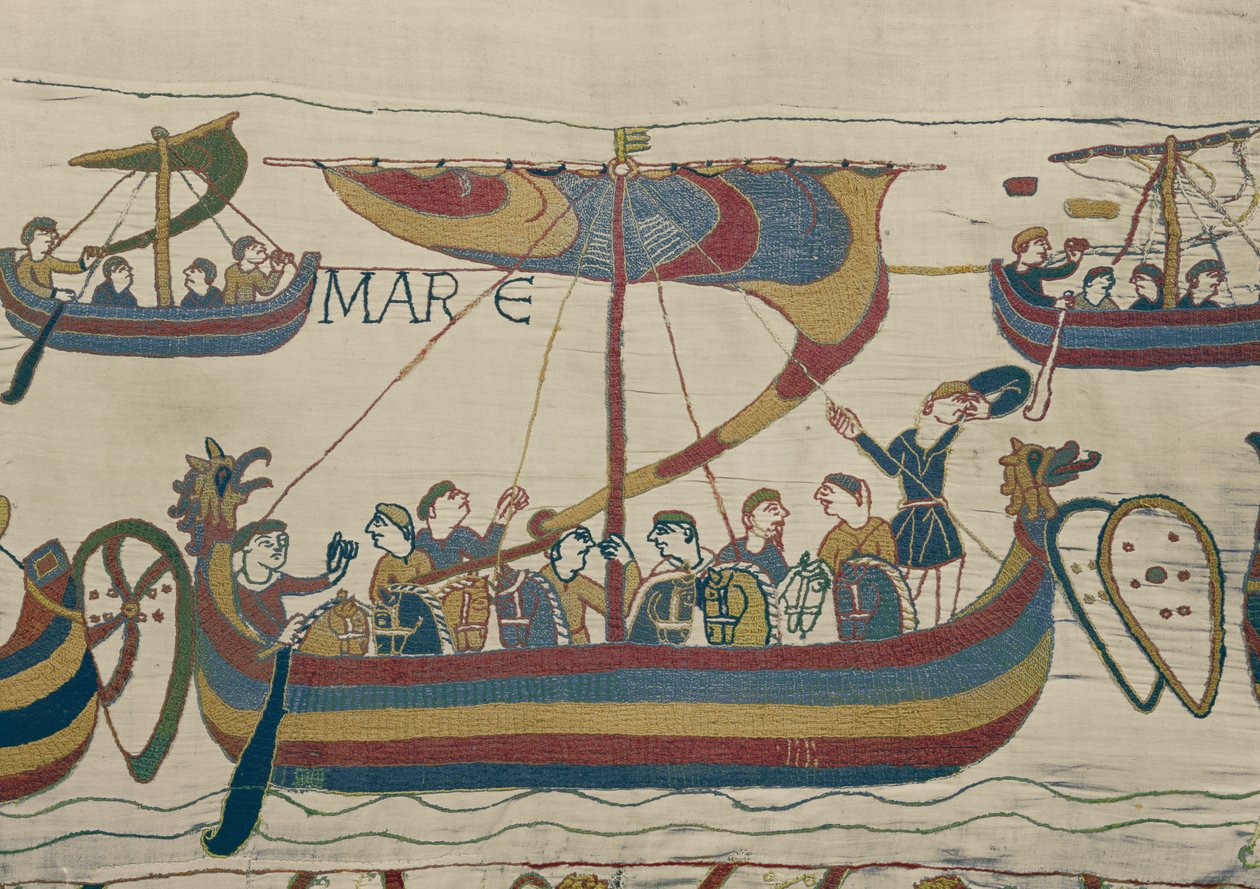 Norman istilası filosu kanalı geçiyor, Bayeux Goblen by Unbekannt Unbekannt