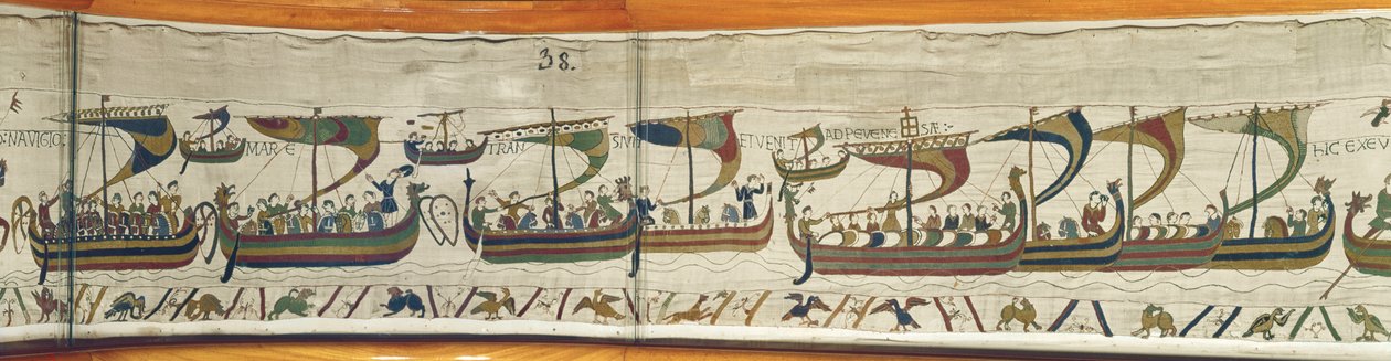 Norman istilası filosu kanalı geçiyor, Bayeux Goblen by Unbekannt Unbekannt