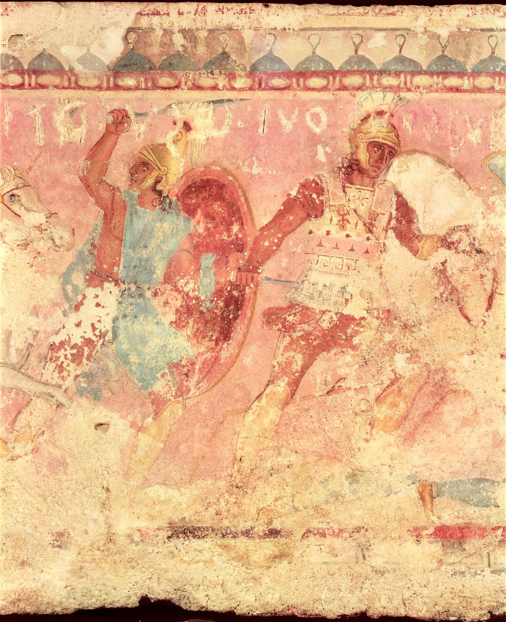 Bir Yunan savaşçıyla savaşan Amazonlar, Tarquinia