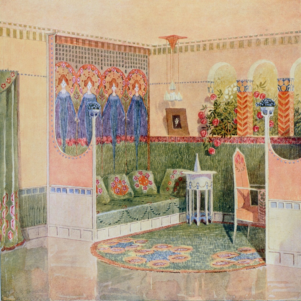 Boudoir, "Documents d"Art Moderne"den mimari uygulama Gesellius, Lindgren & Saarinen tarafından tasarlanan Helsinki