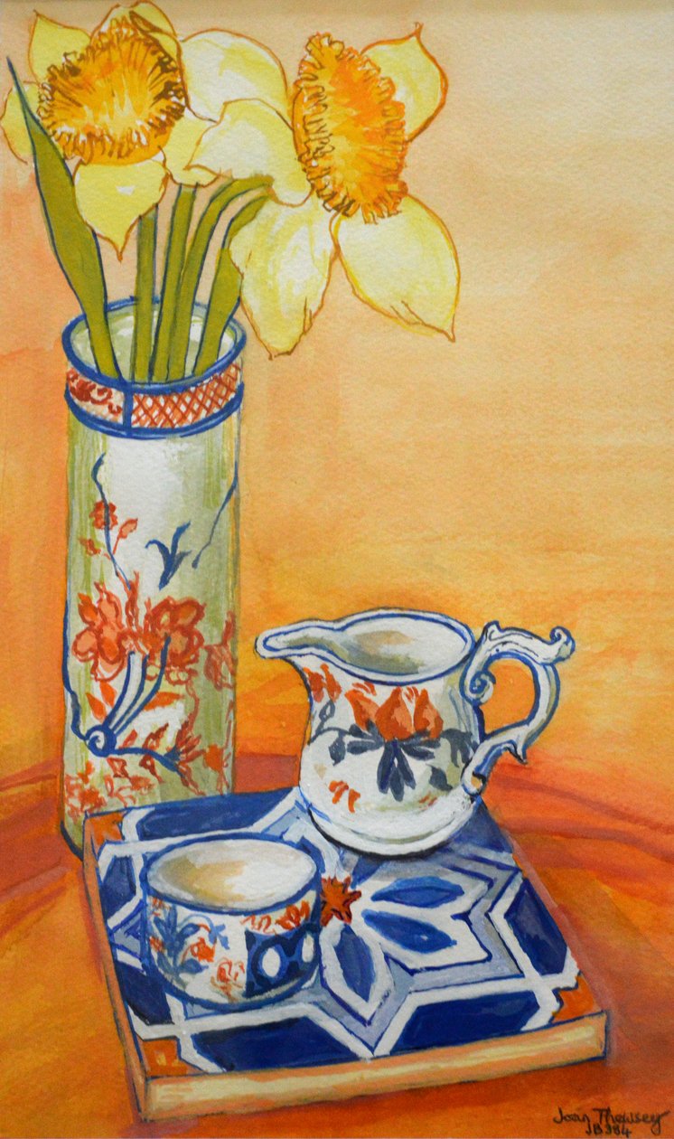 Nergis, Saksı ve Sürahi ile Çin Vazo,2014 by Unbekannt Unbekannt