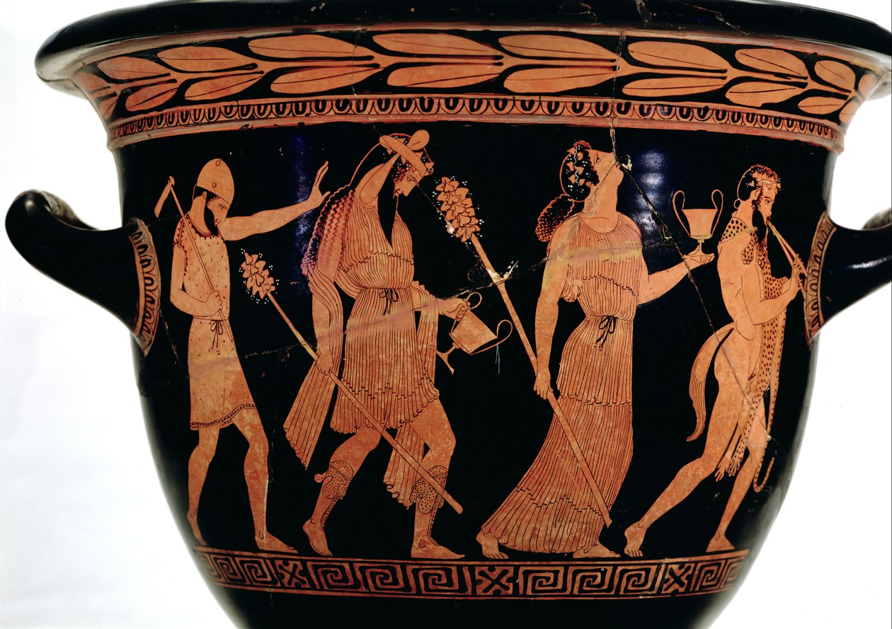 Dionysos alayı, Attika kırmızı figürlü çan kraterinin detayı, MÖ 5. yy by Unbekannt Unbekannt