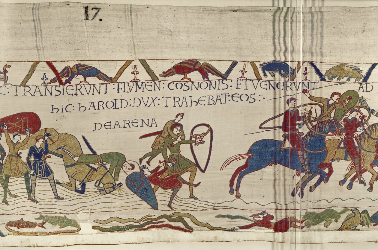 Harold, Norman Askerlerini Bataklıktan Sürükler, Bayeux Goblen by Unbekannt Unbekannt