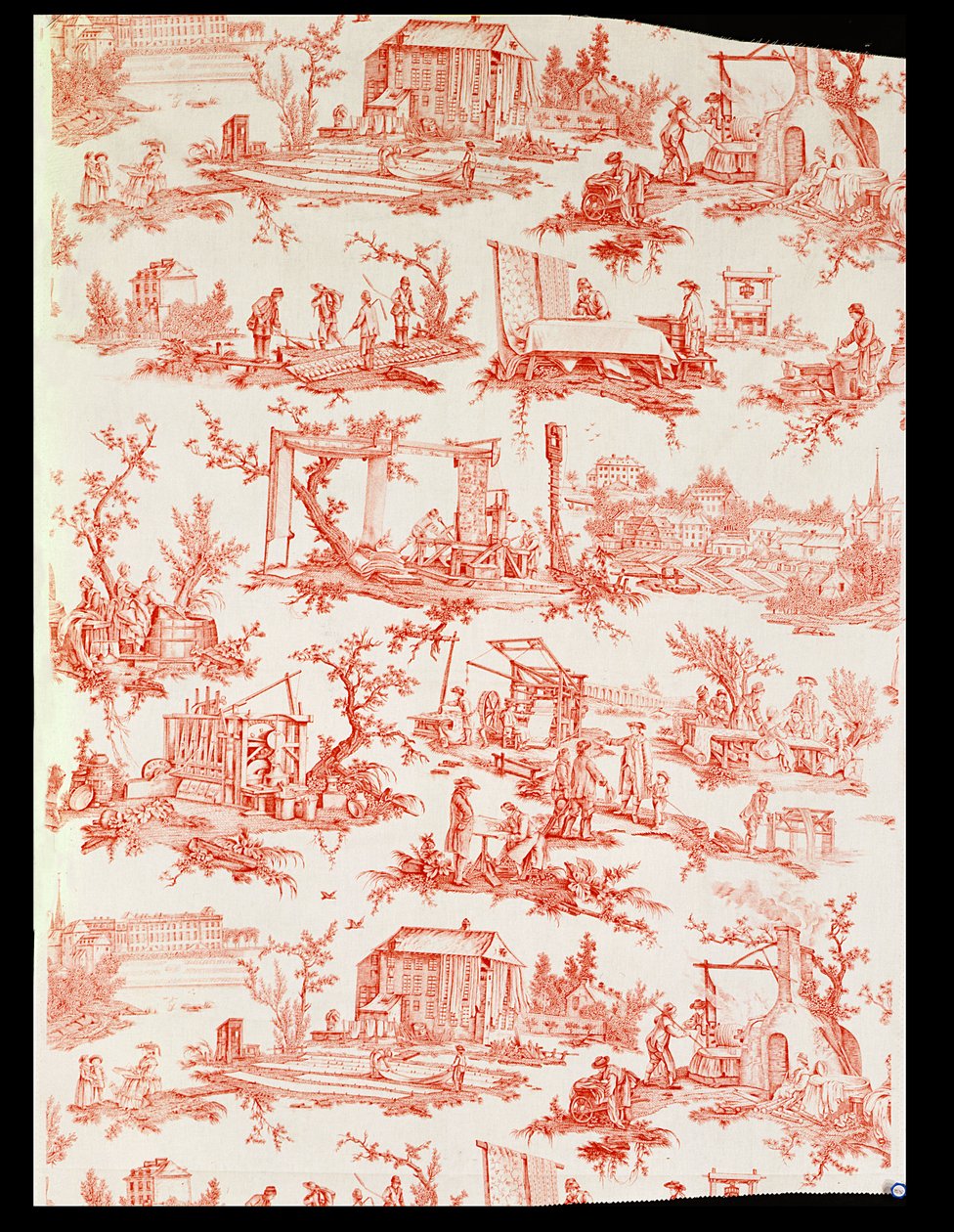 Toile de Jouy, pamuğun üretim süreçlerini gösteren, Christophe Huet tarafından tasarlanan, Fransız, 1783 by Unbekannt Unbekannt