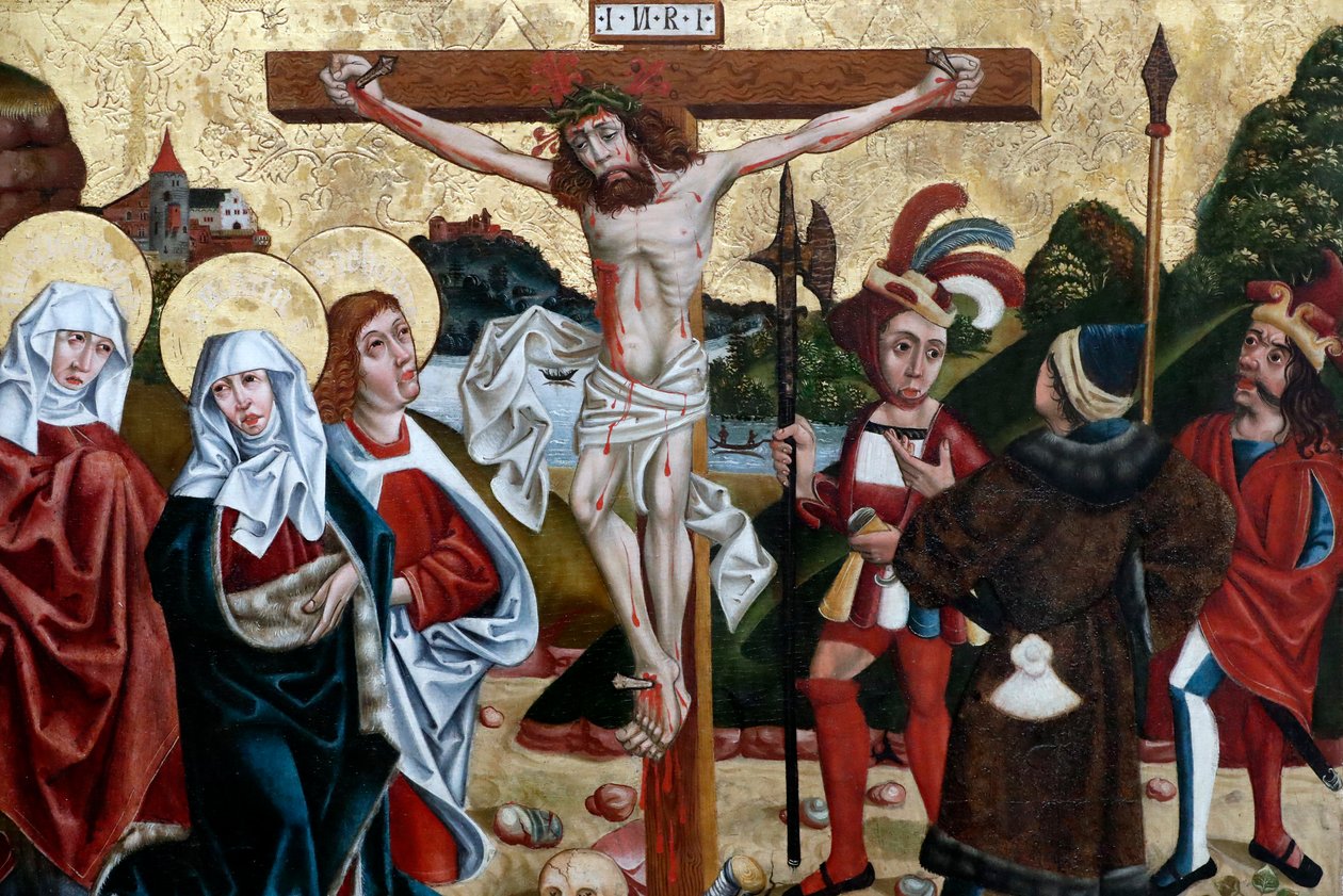 Unterlinden Müzesi, Tutkusundaki İsa, Çarmıha Gerilme, Ahşap panel üzerine yağlıboya, 15. yüzyıl, Ahşap panel üzerine yağlıboya, Martin Schongauer, Geç 15. yüzyıl, Colmar, Fransa by Unbekannt Unbekannt