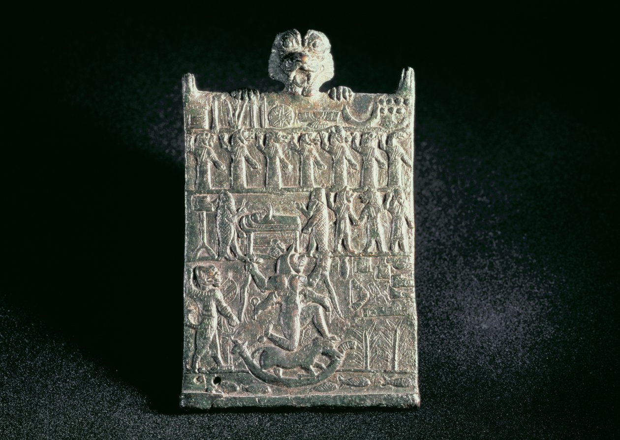 00362 Cehennem Plaketi, Mezopotamya'dan Lamashtu, Neo-Asur'a karşı komployu betimliyor, MÖ 1700 dolayları (bronz) by Unbekannt