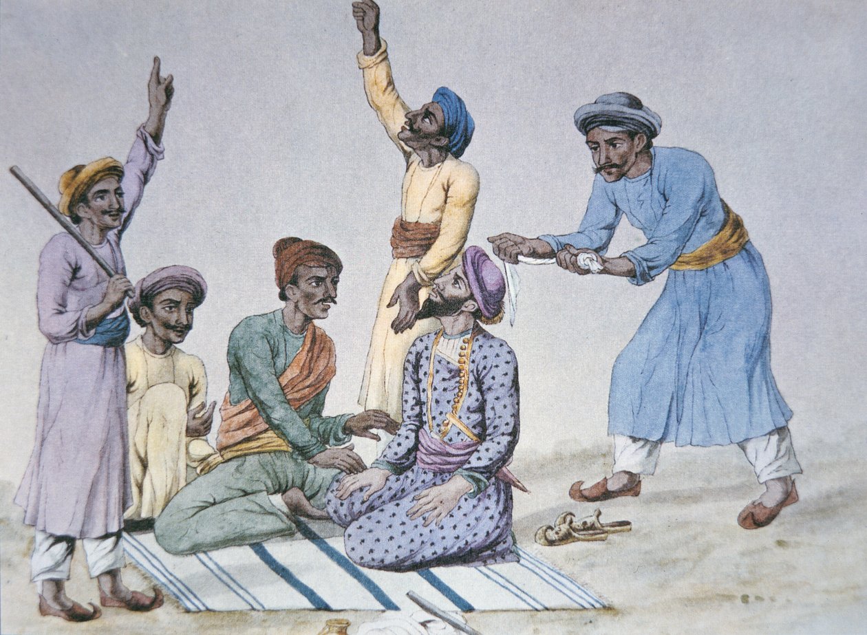 Bir Kurbanı Boğmaya Hazırlanan Bir Grup Haydut (renkli taş) by Unbekannter Künstler