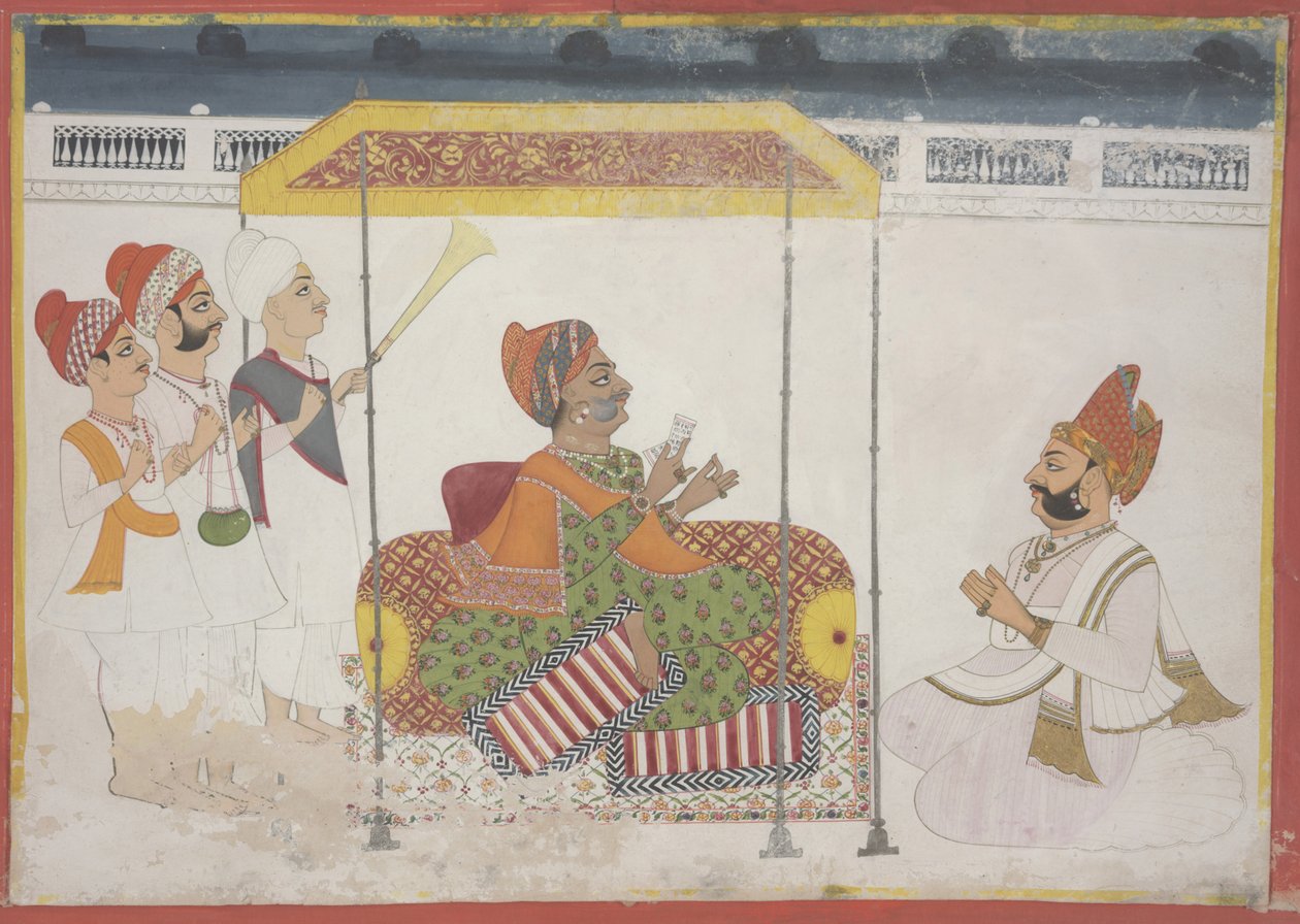 Misafir Kabul Eden Rajah, 19. yüzyıl ortası (kağıt üzerine opak suluboya) by Unbekannter Künstler