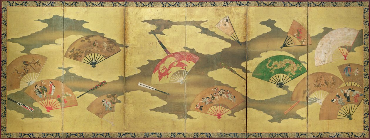 Açık ve kapalı yelpaze dekorasyonu, Momoyama Dönemi (1568-1615) by Unbekannt