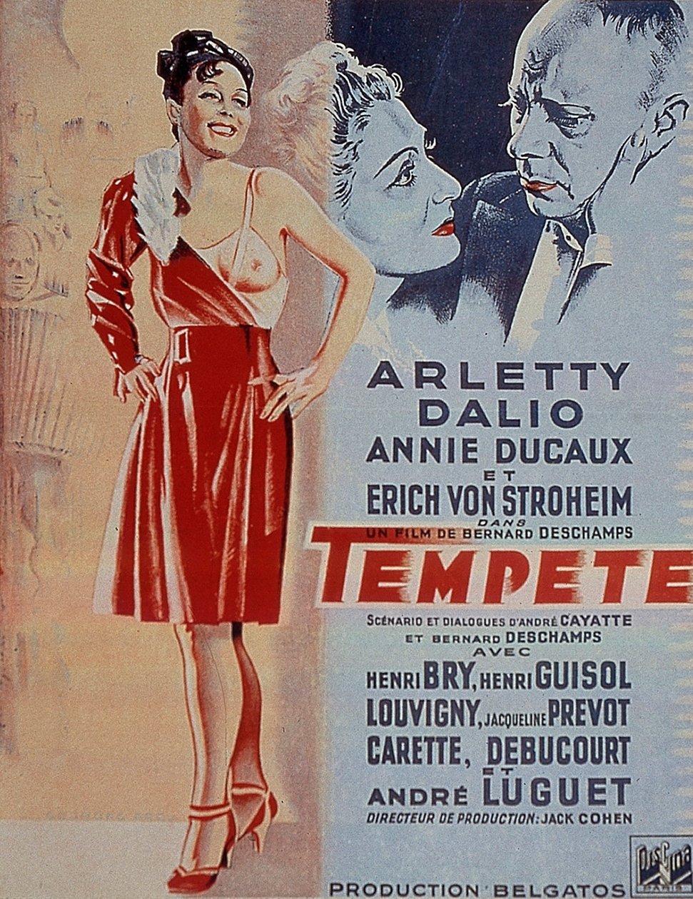 Arletty 1940 ile Bernard Deschamps tarafından Tempete filminin afişi by Unbekannt