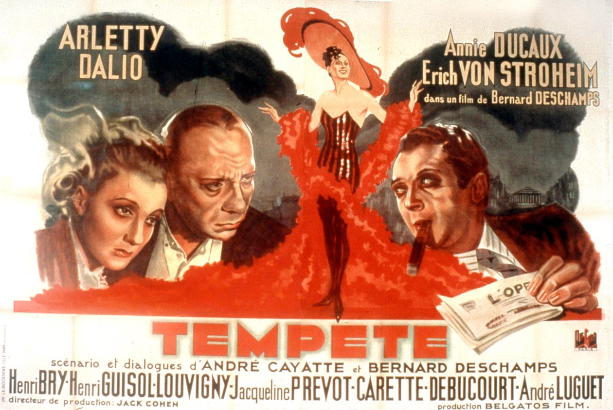 Arletty Marcel Dalio Annie Ducaux ve Erich Von Stroheim 1940 ile Tempete de BernardDeschamps filminin afişi by Unbekannt