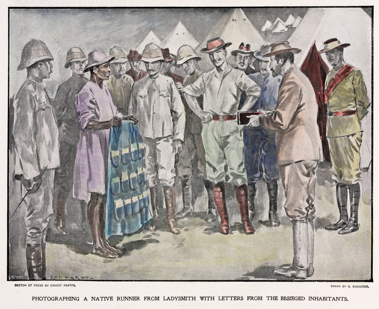 Afrika, Boer Savaşı sırasında İngiliz askerlerine mektuplar teslim ediyor, c 1900 by Unbekannt