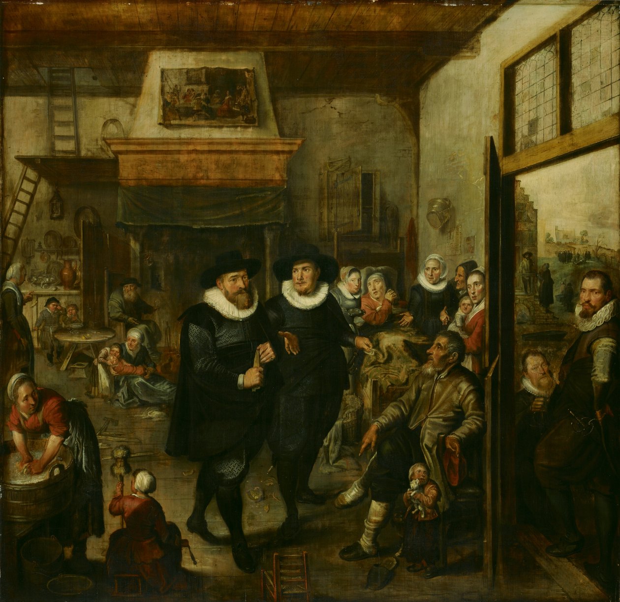 Bir Almoner ve Bir Polis Çavuşu Fakir Bir Aileyi Ziyaret Ediyor, 1625-1630 by Unbekannt