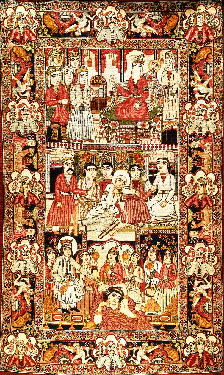 Antika resimli Kirman kilim, by Unbekannt