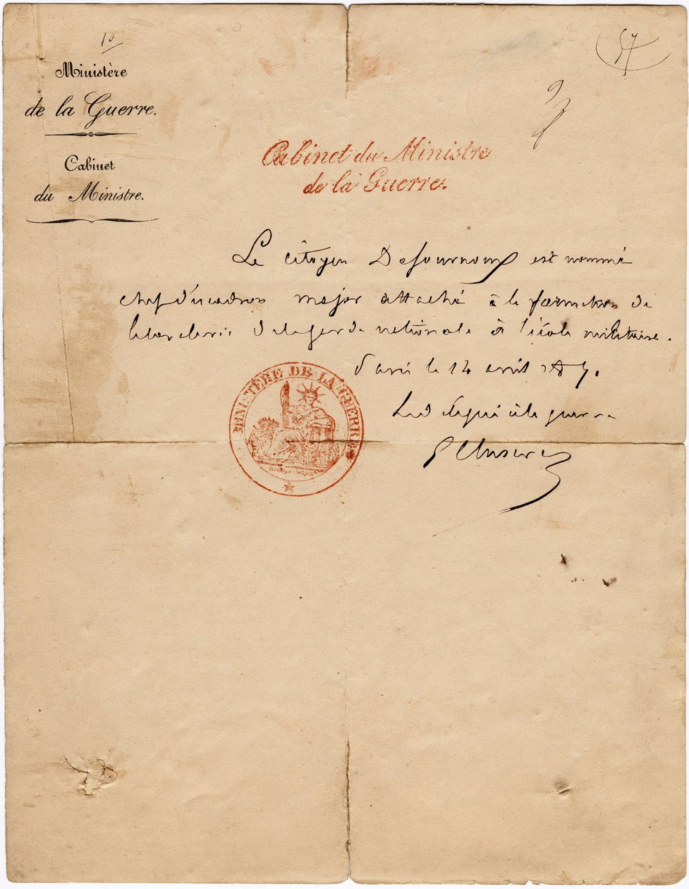 Paris Komünü altında Gustave Paul Cluseret savaşına delegenin imzalı mektubu. karartmak 10,7x6,8 cm 1871 by Unbekannt