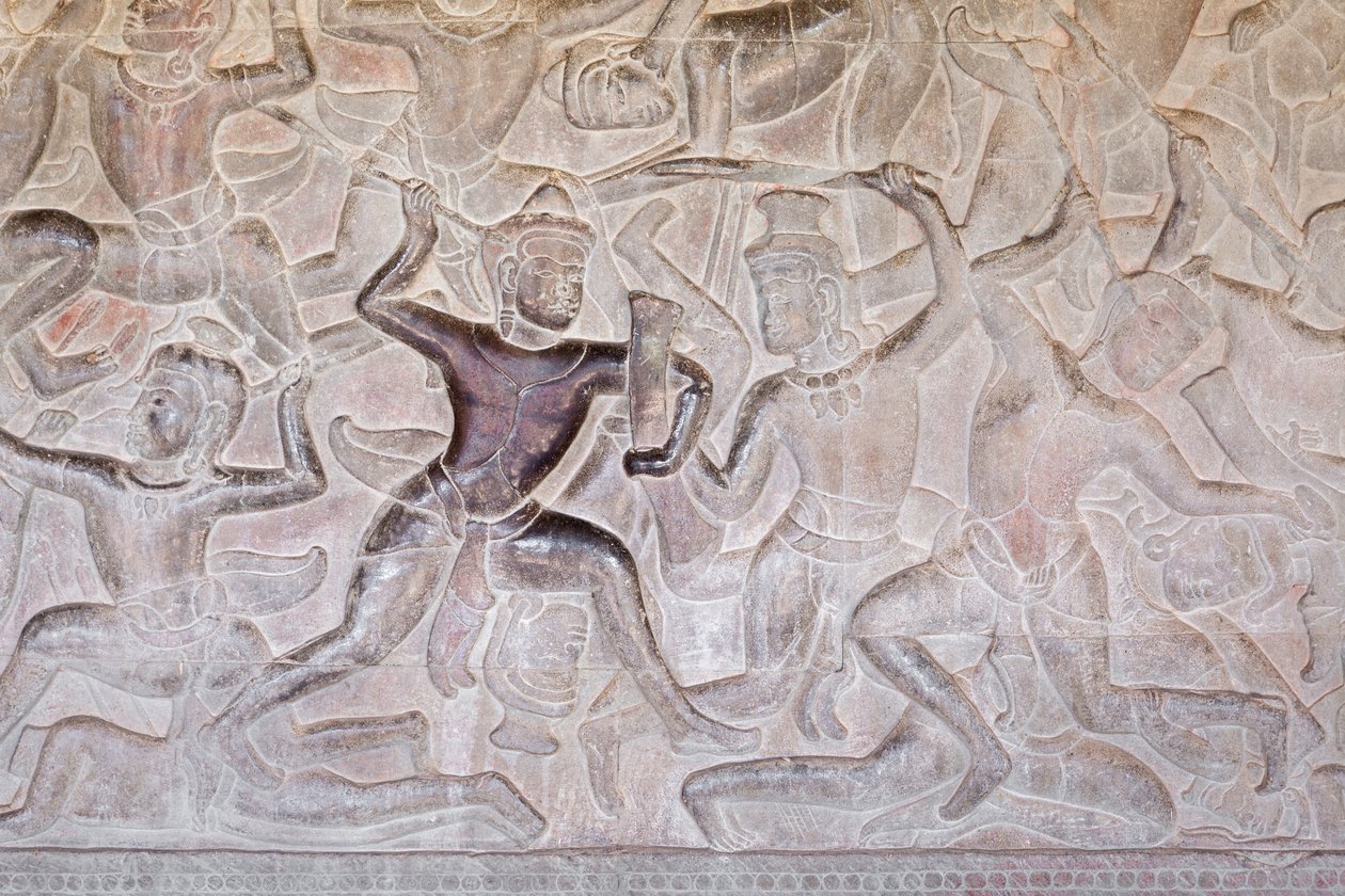 Angkor wat, Kamboçya'nın doğu galerisindeki kabartmalar by Unbekannter Künstler