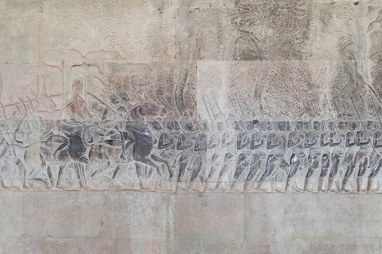 Angkor wat, Kamboçya'nın güney galerisindeki kabartmalar by Unbekannter Künstler