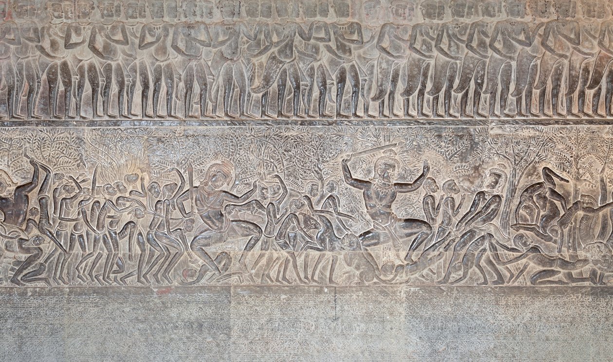 Angkor wat, Kamboçya'nın güney galerisindeki kabartmalar by Unbekannter Künstler