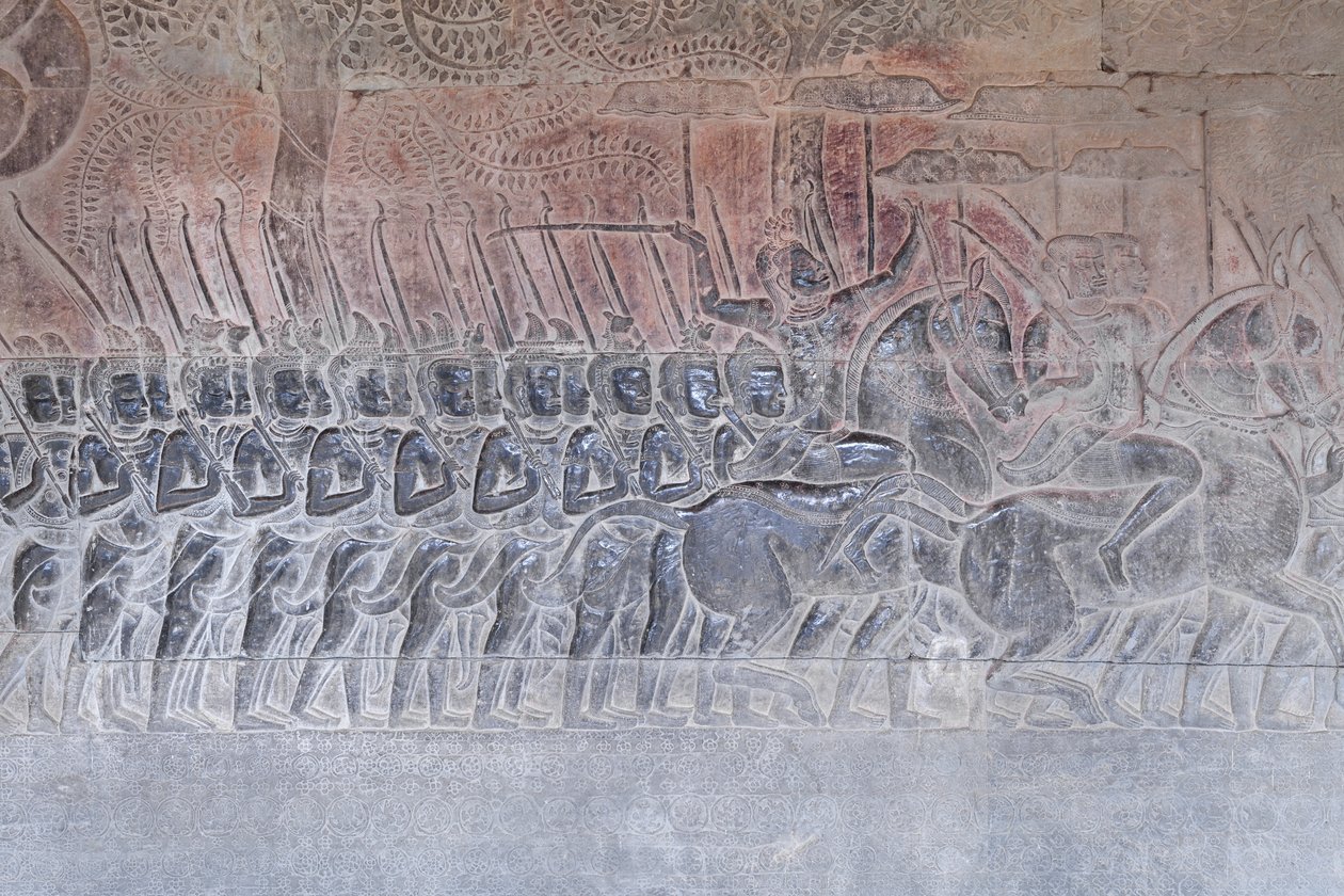 Angkor wat, Kamboçya'nın güney galerisindeki kabartmalar by Unbekannter Künstler