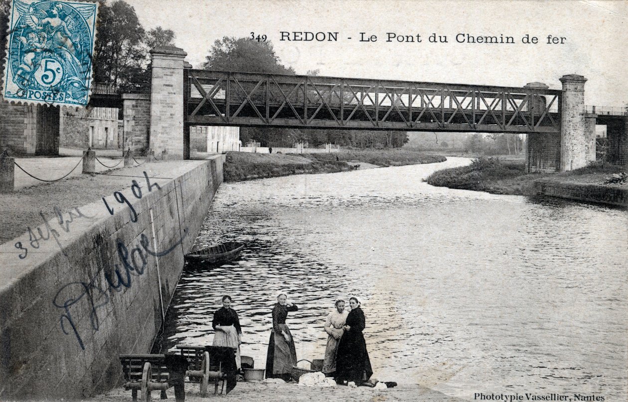 Brittany, Ille et Vilaine (35), Redon: demiryolu köprüsü - 1904 tarihli kartpostal by Unbekannt