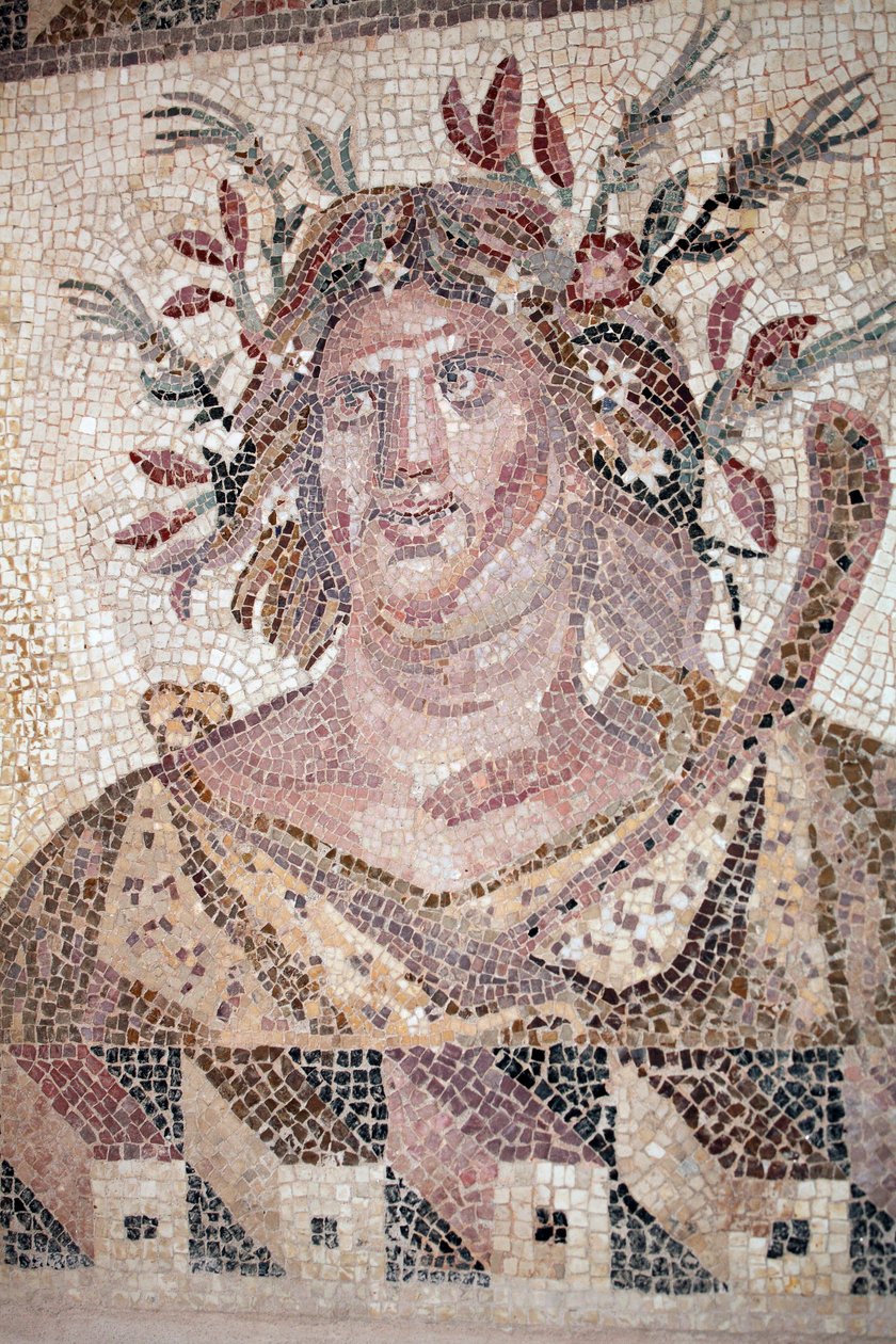 Sonbahar Büstü - Dört Mevsim panelinin detayı - Baf mozaikleri, Dionysos Evi - MS 2. Yüzyılın Sonu - Kıbrıs - Sonbaharın Kişileştirilmesi - Dört mevsim mozaiğinin detayı - Baf Mozaikleri, Dionysos Evi - Son II. Yüzyıl kıç by Unbekannt