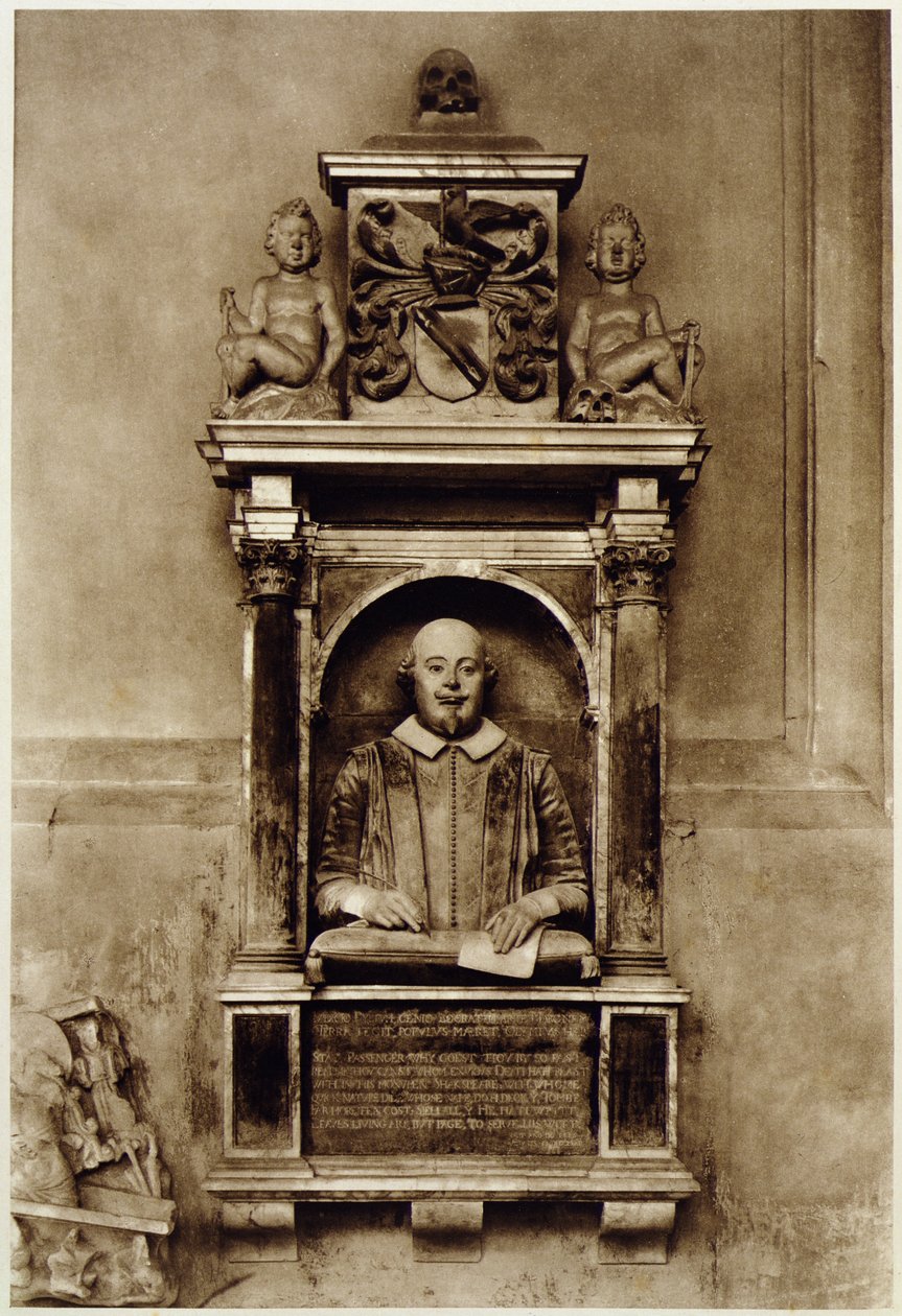 William Shakespeare'in (1564-1616) büstü ve yazıt (s/b fotoğraf) by Unbekannt