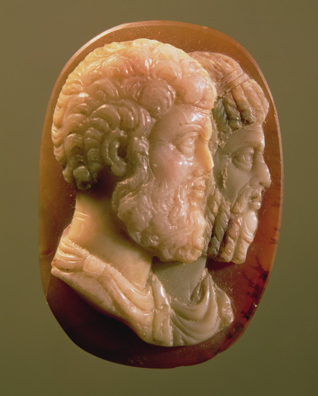 Marcus Aurelius (121-180) ve Lucius Verus (130-169) Roman (oniks) tasvir eden Cameo by Unbekannt