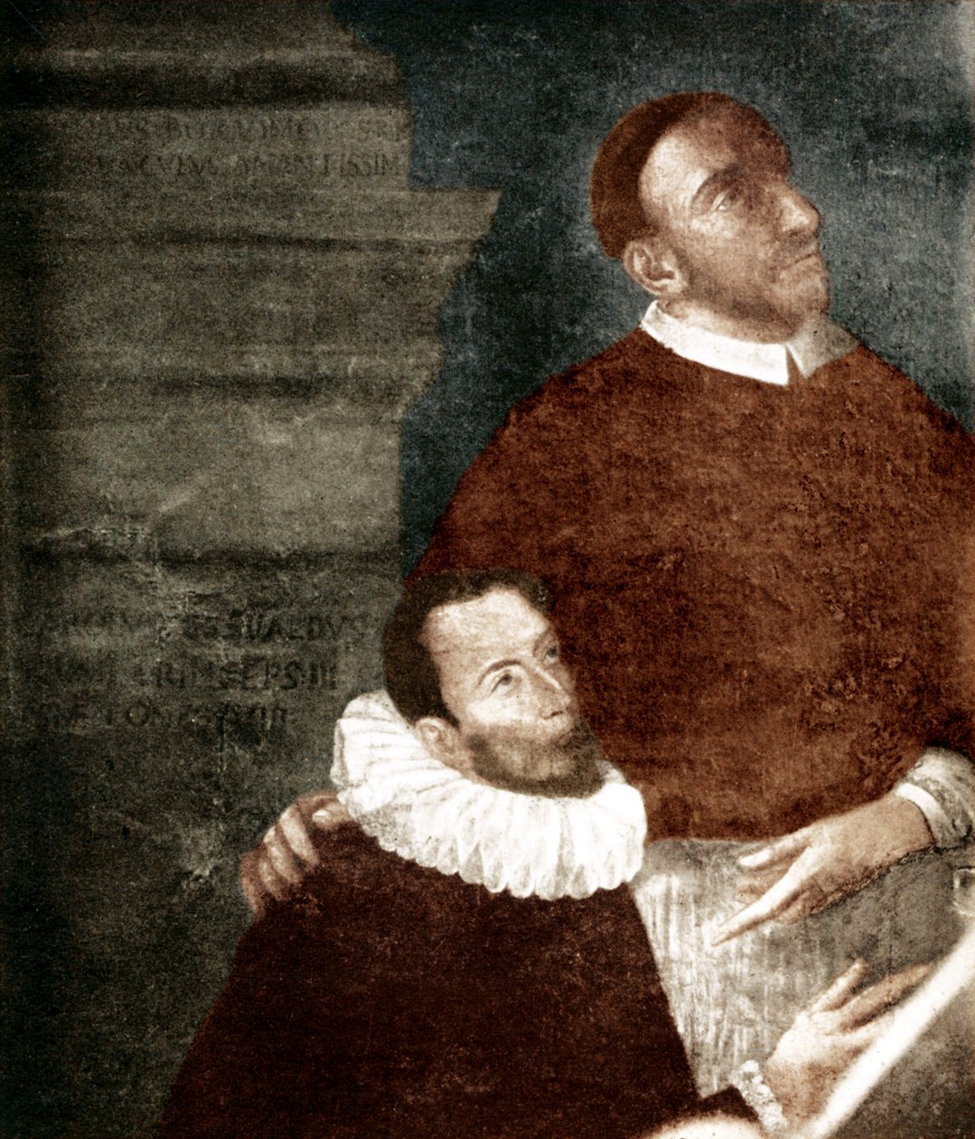 Carlo Gesualdo, Venosa Prensi. 1560-1613. Amcası Carlo Borromeo ile resim yaparken. Gesualdo diz çökmüş bir figür. Resim Gesualdo, Santa Maria delle Grazie kilisesinde (Capuchin Rahipleri Manastırı) asılıdır. Giova tarafından 1609