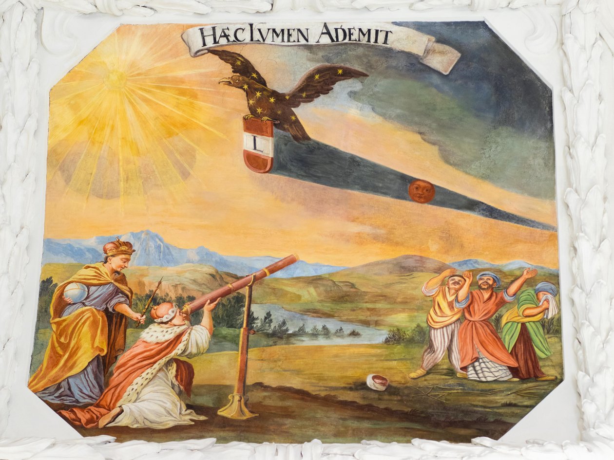 St Catherine Kilisesi'nin koridorundaki tavan freski, İmparator I. Leopold'un Osmanlılara karşı kazandığı zaferlerin alegorik tasvirleri, Habsburg Mozolesi, Graz, Steiermark, Avusturya, Avrupa (fotoğraf) by Unbekannter Künstler