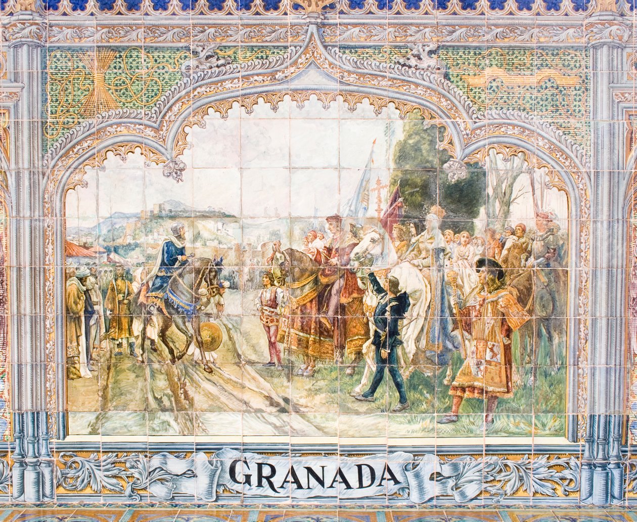 Plaza de España'da Kral Boabdil'i tasvir eden seramik karolar (mozaik) by Unbekannter Künstler
