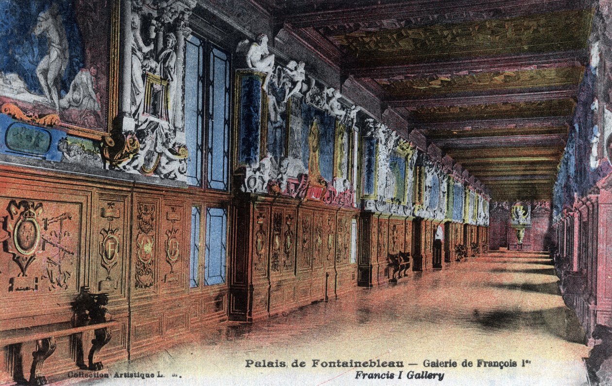 Chateau de Fontainebleau: I. Francois galerisi (1494-1547) - Kartpostal 19. yüzyılın sonu ve 20. yüzyılın başı by William M. Timlin