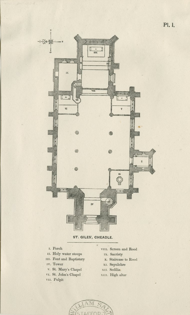Cheadle - St. Giles Kilisesi: ahşap gravür ve [19. yüzyıl] by Unbekannt