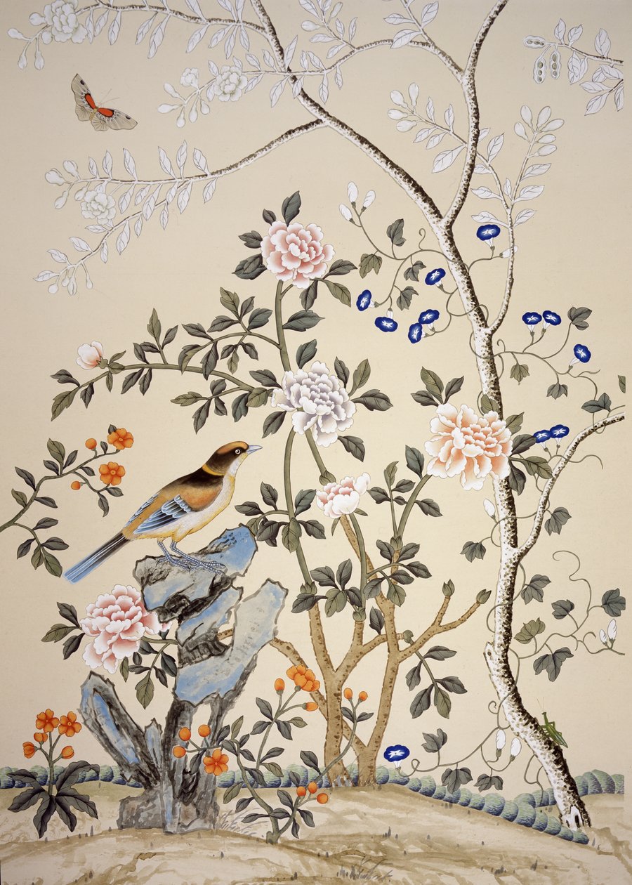 Chinoiserie duvar kağıdı, Marble Hill House, Twickenham, Richmond, Middlesex, Birleşik Krallık by Unbekannter Künstler