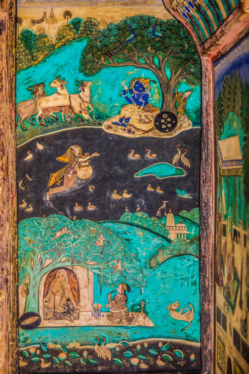 Virtüöz ince tablolarla Chittra Shala avlusu, Taragarh Kalesi, Bundi, Bundi, Rajasthan, Hindistan, Asya (fotoğraf) by Unbekannter Künstler