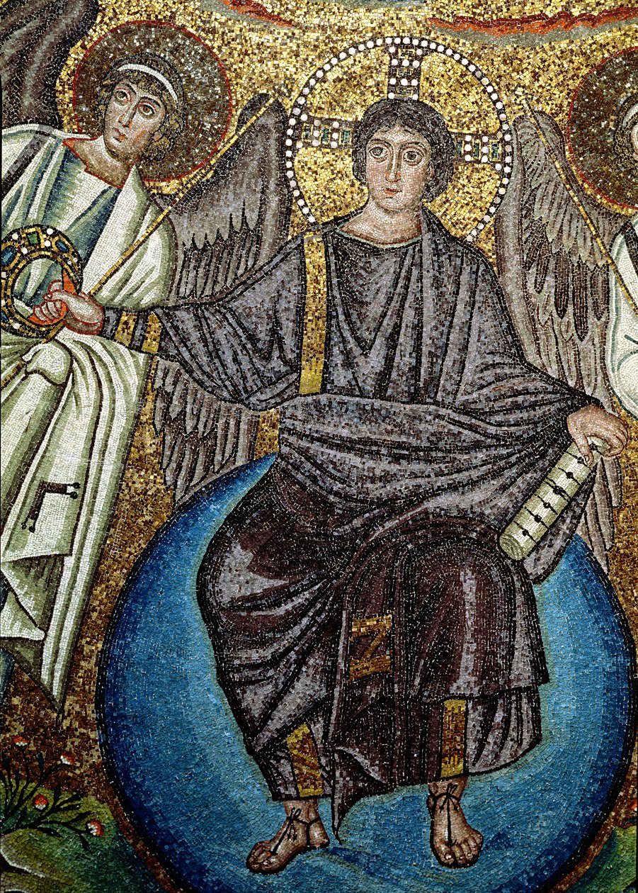 İsa ve melekler, apsisin üstünden detay, 6. yüzyıl (mozaik) by Unbekannt