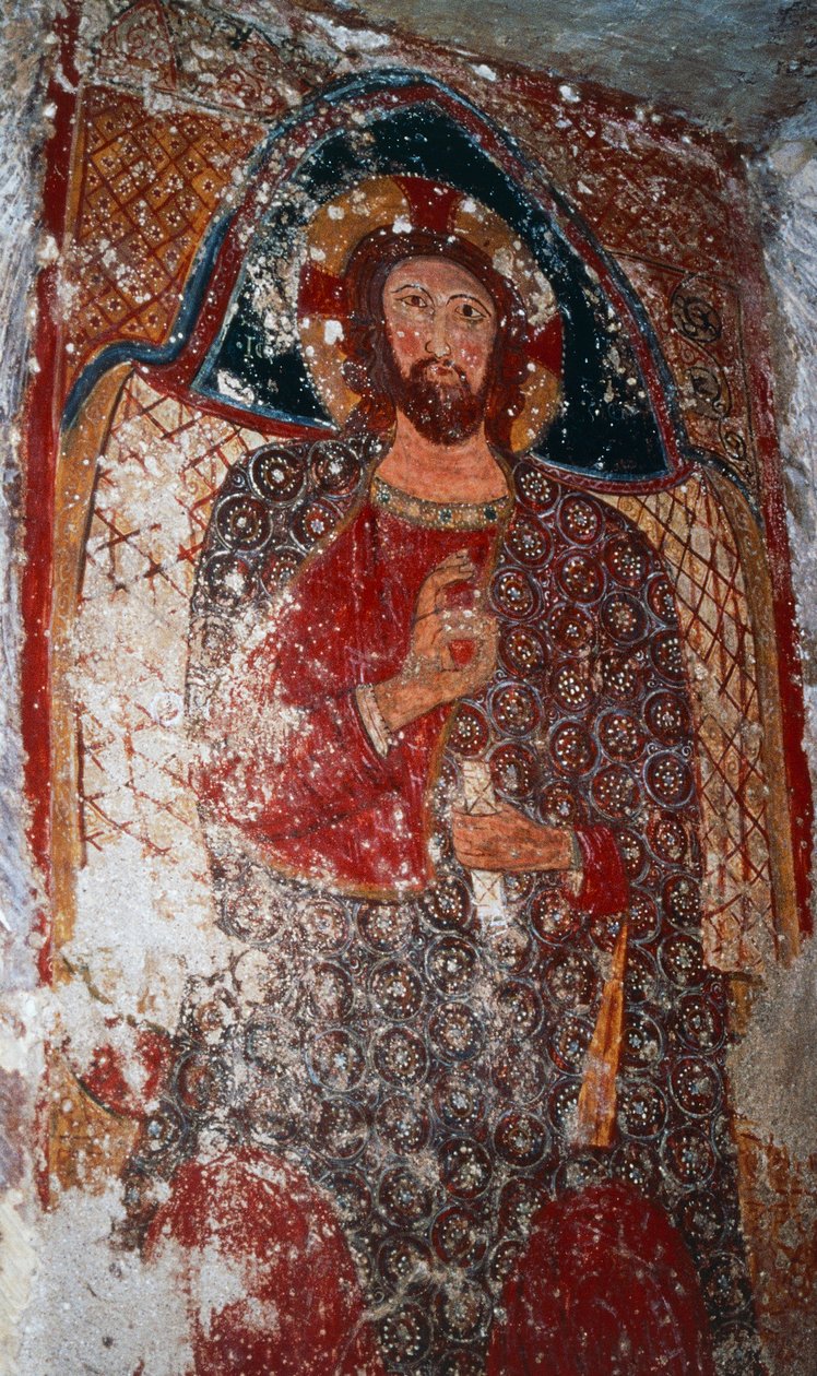 İsa Mesih, mahzende fresk, Merdivenli Meryem Tapınağı (18. yüzyıl), Massafra, Puglia, İtalya by William M. Timlin