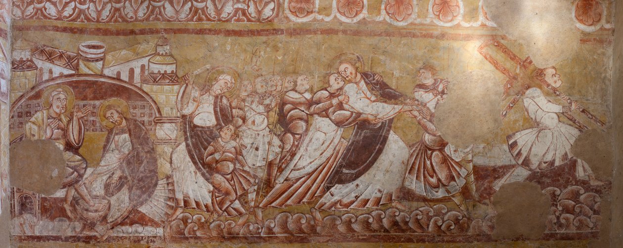 Kilise (Église Saint-Martin). İç mekan. Duvar resimleri (fresk). Koronun kuzey duvarı. Detay. İsa