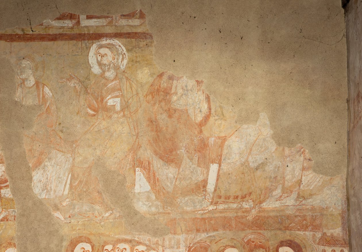 Kilise (Église Saint-Martin). İç mekan. Duvar resimleri (fresk). Nefin batı duvarı. Detay. Havariler. 12. yüzyıl. by Unbekannt