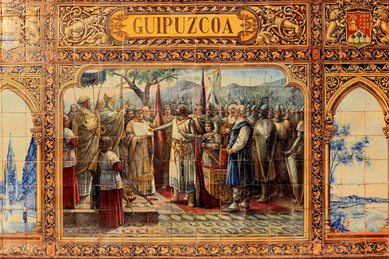 Sevilla Şehri, Plaza de Espana'da, fayanslardan (seramik) yapılmış süs eşyaları by Unbekannter Künstler