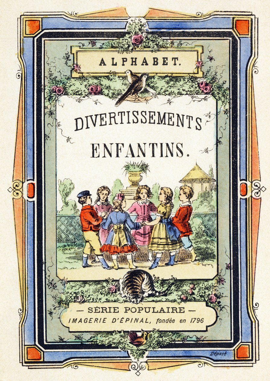 Kapak - bir bahçedeki çocukların çemberi - Alfabe - çocuk eğlencesi - Resim epinal, popüler seri c.1890 (illüstrasyon) by Unbekannt