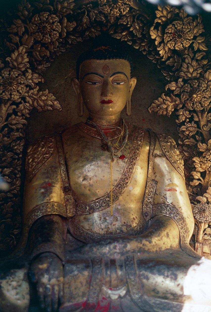Buda heykeli ile Crypt, Swayambhunath (Maymun Tapınağı), Katmandu Vadisi (Unesco Dünya Mirası Listesi) by William M. Timlin